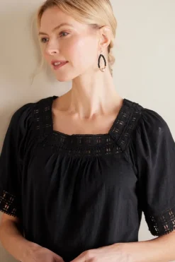 Soft Surroundings Tops-Brianna Crochet Knit Tee