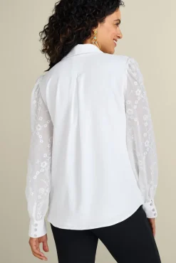 Soft Surroundings Tops-Calathea Embroidered Sleeve Shirt