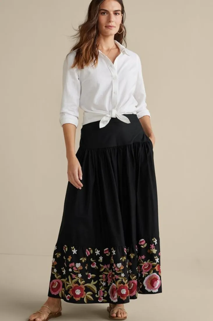 Soft Surroundings Skirts-Cindi Embroidered Maxi Skirt