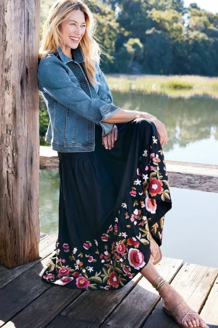 Soft Surroundings Skirts-Cindi Embroidered Maxi Skirt