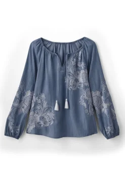 Soft Surroundings Tops-Diya Embroidered Tencel™ Peasant Top