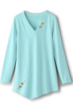 Soft Surroundings Tops-Dove French Terry Asymmetrical Tunic