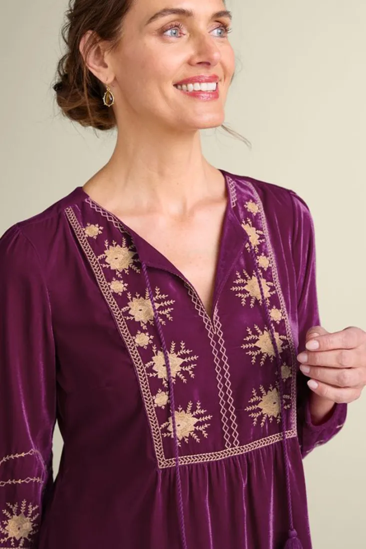 Soft Surroundings Tops-Evelyne Embroidered Velvet Tunic