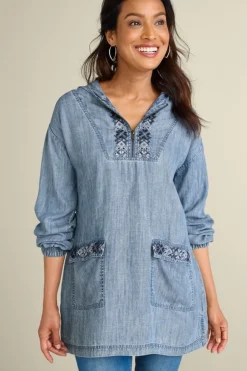 Soft Surroundings Tops-Evie Embroidered Tencel Hoodie
