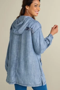 Soft Surroundings Tops-Evie Embroidered Tencel Hoodie