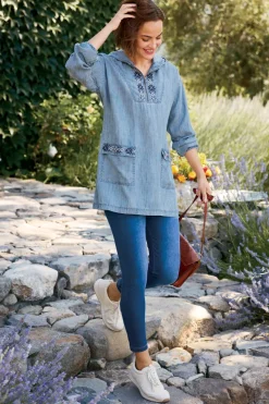 Soft Surroundings Tops-Evie Embroidered Tencel Hoodie