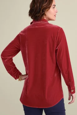 Soft Surroundings Tops-Filigree Velvet Boyfriend Shirt
