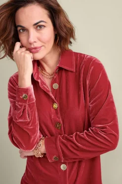 Soft Surroundings Tops-Filigree Velvet Boyfriend Shirt