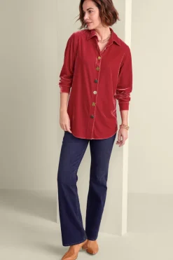 Soft Surroundings Tops-Filigree Velvet Boyfriend Shirt