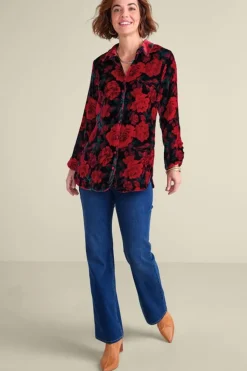 Soft Surroundings Tops-Icon Silk Velvet Poets Tunic Shirt