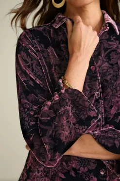 Soft Surroundings Tops-Icon Silk Velvet Poets Tunic Shirt