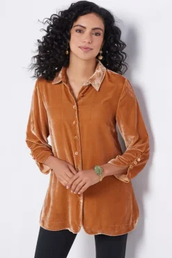 Soft Surroundings Tops-Icon Silk Velvet Poets Tunic Shirt