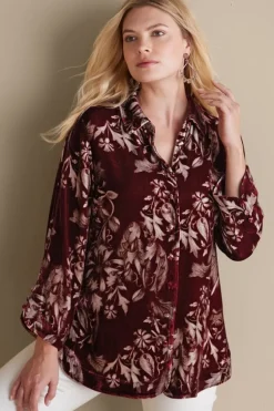 Soft Surroundings Tops-Icon Silk Velvet Poets Tunic Shirt