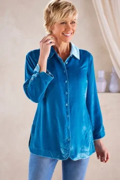 Soft Surroundings Tops-Icon Silk Velvet Poets Tunic Shirt