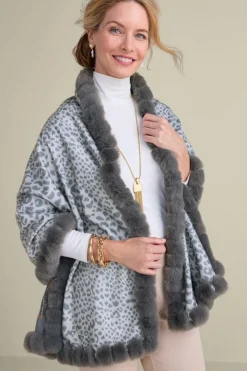 Soft Surroundings Scarves & Wraps-Katya Faux Fur Trim Wrap Scarf