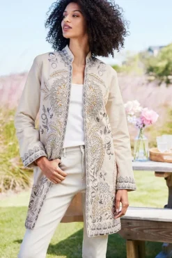 Soft Surroundings Toppers|Jackets & Coats-Kerala Embellished Natural Jacket