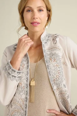 Soft Surroundings Toppers|Jackets & Coats-Kerala Embellished Natural Jacket