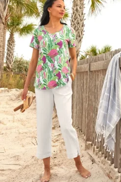 Soft Surroundings Pants-Khulani Straight Leg Gauze Crop Pants