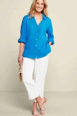 Soft Surroundings Pants-Khulani Straight Leg Gauze Crop Pants