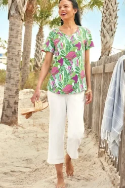 Soft Surroundings Pants-Khulani Straight Leg Gauze Crop Pants