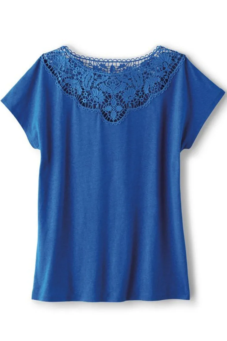 Soft Surroundings Tops-Luella Linen Blend Lace Tee