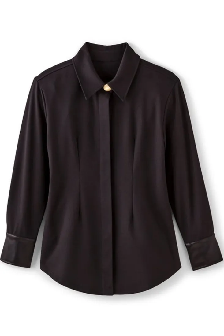 Soft Surroundings Tops-Mattea Faux Leather Cuff Tunic