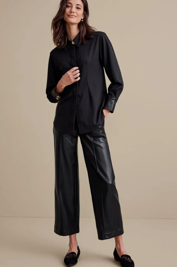 Soft Surroundings Tops-Mattea Faux Leather Cuff Tunic