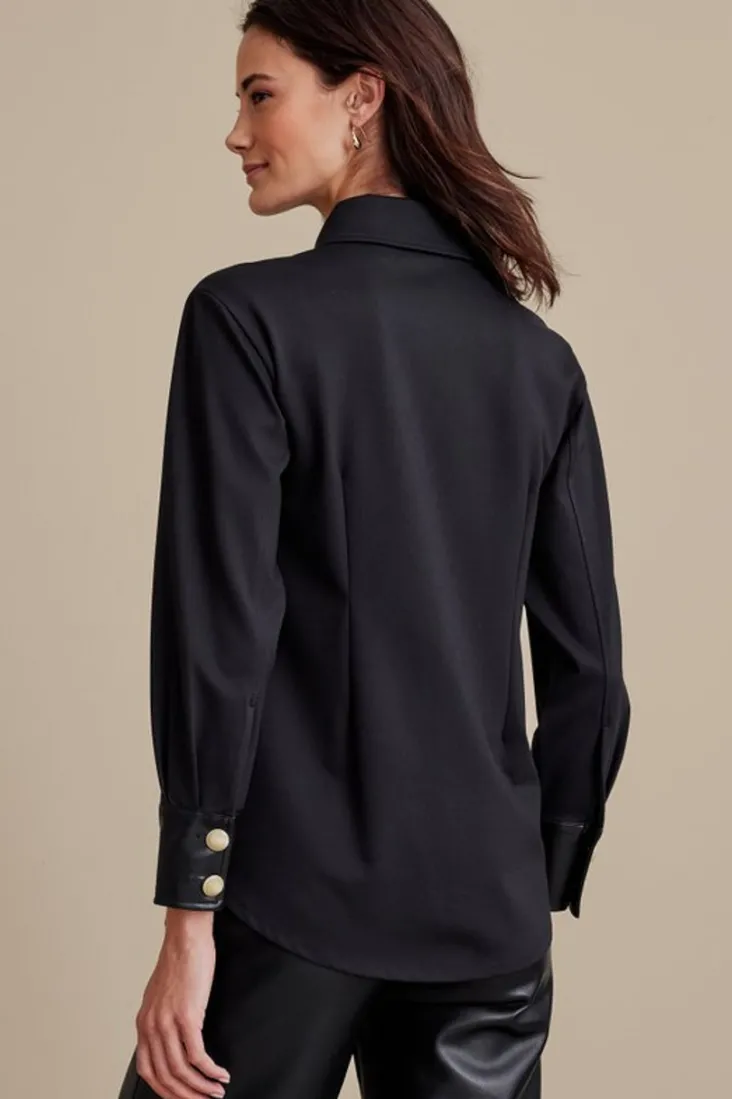 Soft Surroundings Tops-Mattea Faux Leather Cuff Tunic