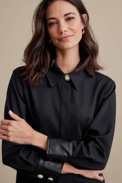 Soft Surroundings Tops-Mattea Faux Leather Cuff Tunic