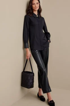 Soft Surroundings Tops-Mattea Faux Leather Cuff Tunic