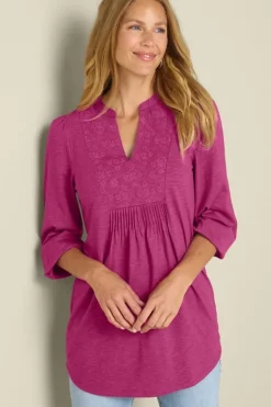 Soft Surroundings Tops|Tunics & Leggings-Mikaela Embroidered 3/4 Sleeve Tunic
