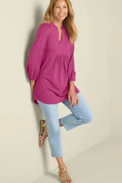 Soft Surroundings Tops|Tunics & Leggings-Mikaela Embroidered 3/4 Sleeve Tunic
