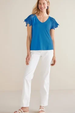 Soft Surroundings Tops-Nikita Lace Sleeve Tee