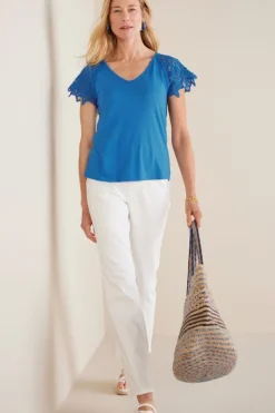 Soft Surroundings Tops-Nikita Lace Sleeve Tee