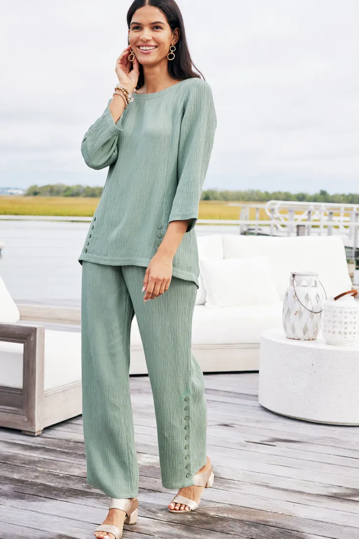 Soft Surroundings Pants-Oceo Gauze Wide-Leg Pants