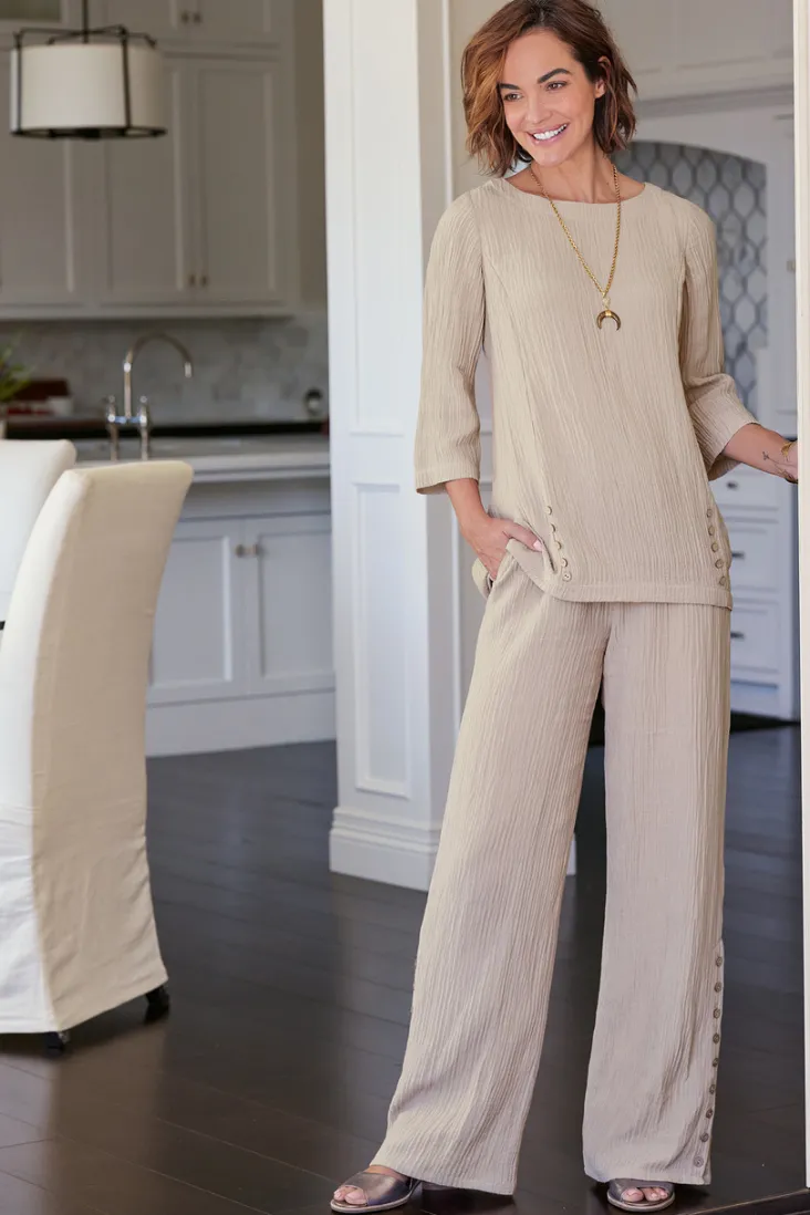 Soft Surroundings Pants-Oceo Gauze Wide-Leg Pants