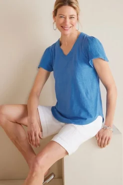 Soft Surroundings Tops-Philippa Gauze Sleeve Tee