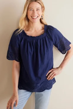 Soft Surroundings Tops-Rahma Eyelet Trimmed Tee