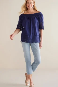 Soft Surroundings Tops-Rahma Eyelet Trimmed Tee