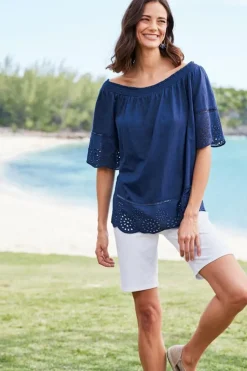 Soft Surroundings Tops-Rahma Eyelet Trimmed Tee