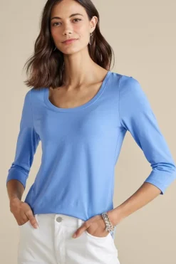 Soft Surroundings Tops-Soft Essential Supima 3/4 Sleeve Tee