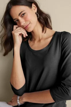 Soft Surroundings Tops-Soft Essential Supima 3/4 Sleeve Tee