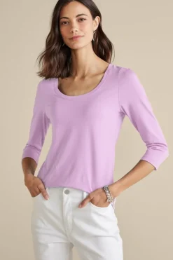 Soft Surroundings Tops-Soft Essential Supima 3/4 Sleeve Tee