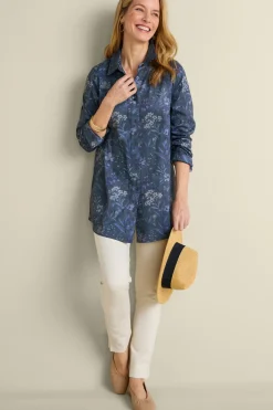 Soft Surroundings Tops-Stretch Faux Suede Boyfriend Tunic Shirt