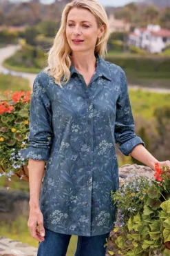 Soft Surroundings Tops-Stretch Faux Suede Boyfriend Tunic Shirt