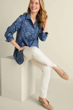 Soft Surroundings Tops-Stretch Faux Suede Boyfriend Tunic Shirt