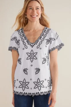 Soft Surroundings Tops-Teres Embroidered Tee