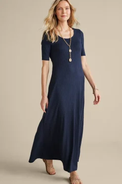 Soft Surroundings Dresses-Textured Short Sleeve Santiago Dress