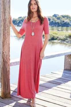 Soft Surroundings Dresses-Textured Short Sleeve Santiago Dress