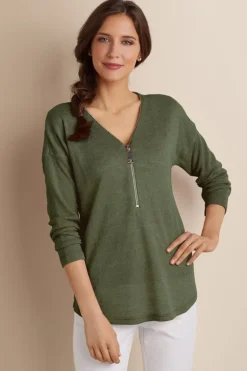 Soft Surroundings Tops|Sweaters & Cardigans-Valentina Zip Sweater